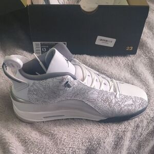 Jordan White and Silver Patterned Sneakers